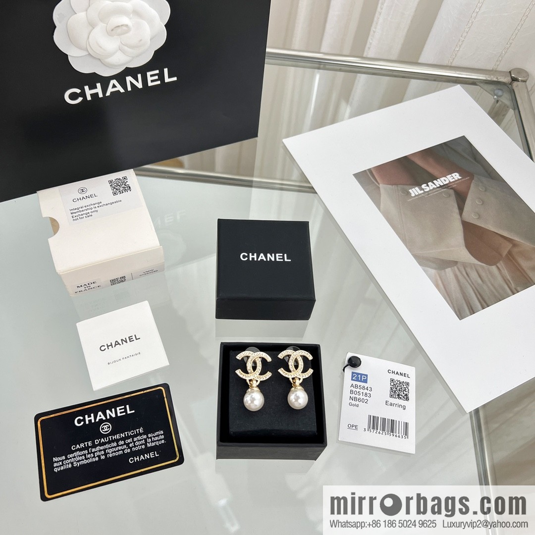 New ☑️ Chanel c2 double c pearl stud earrings