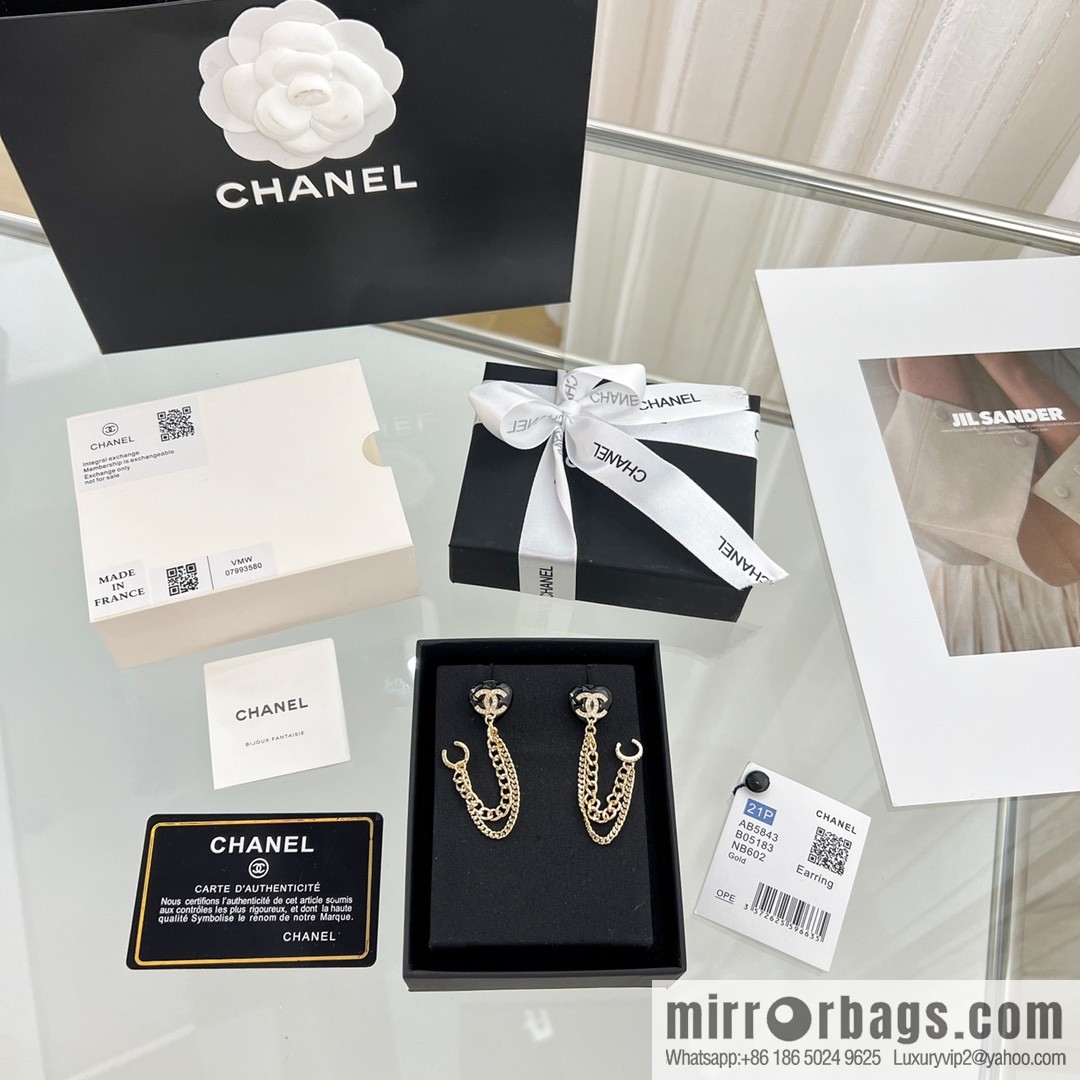 New ☑️ Chanel double c peach heart love fringed earrings stud earrings
