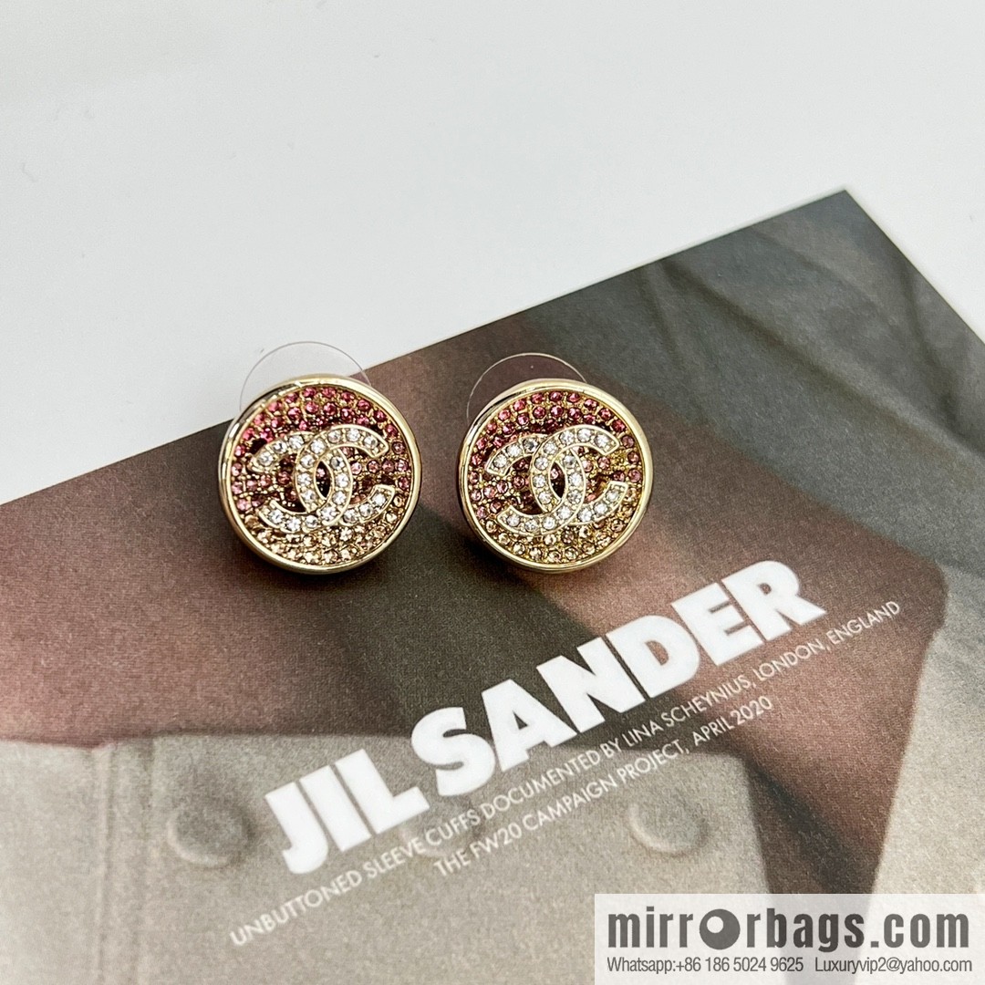New ☑️ Chanel double c pink diamond stud earrings