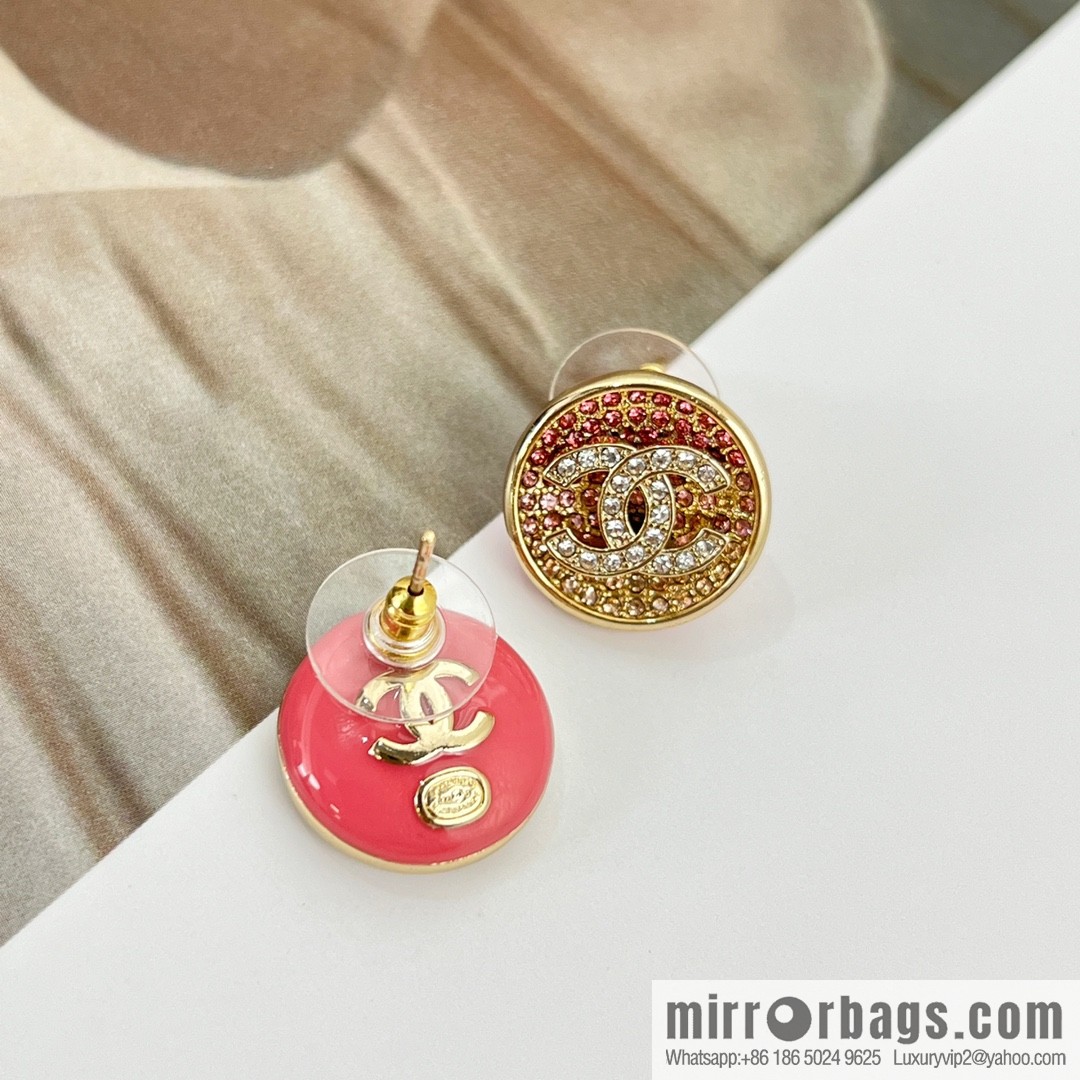 New ☑️ Chanel double c pink diamond stud earrings
