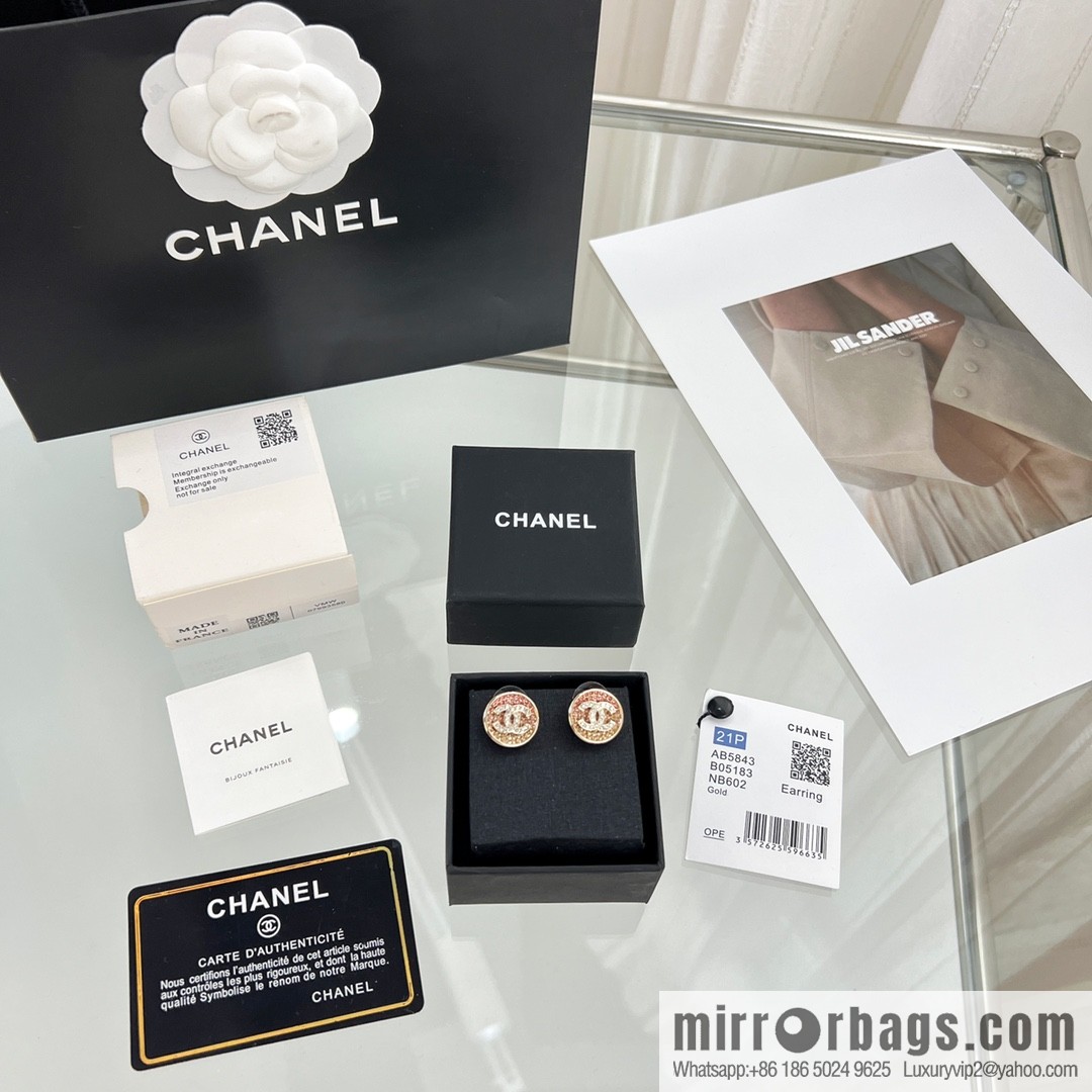 New ☑️ Chanel double c pink diamond stud earrings