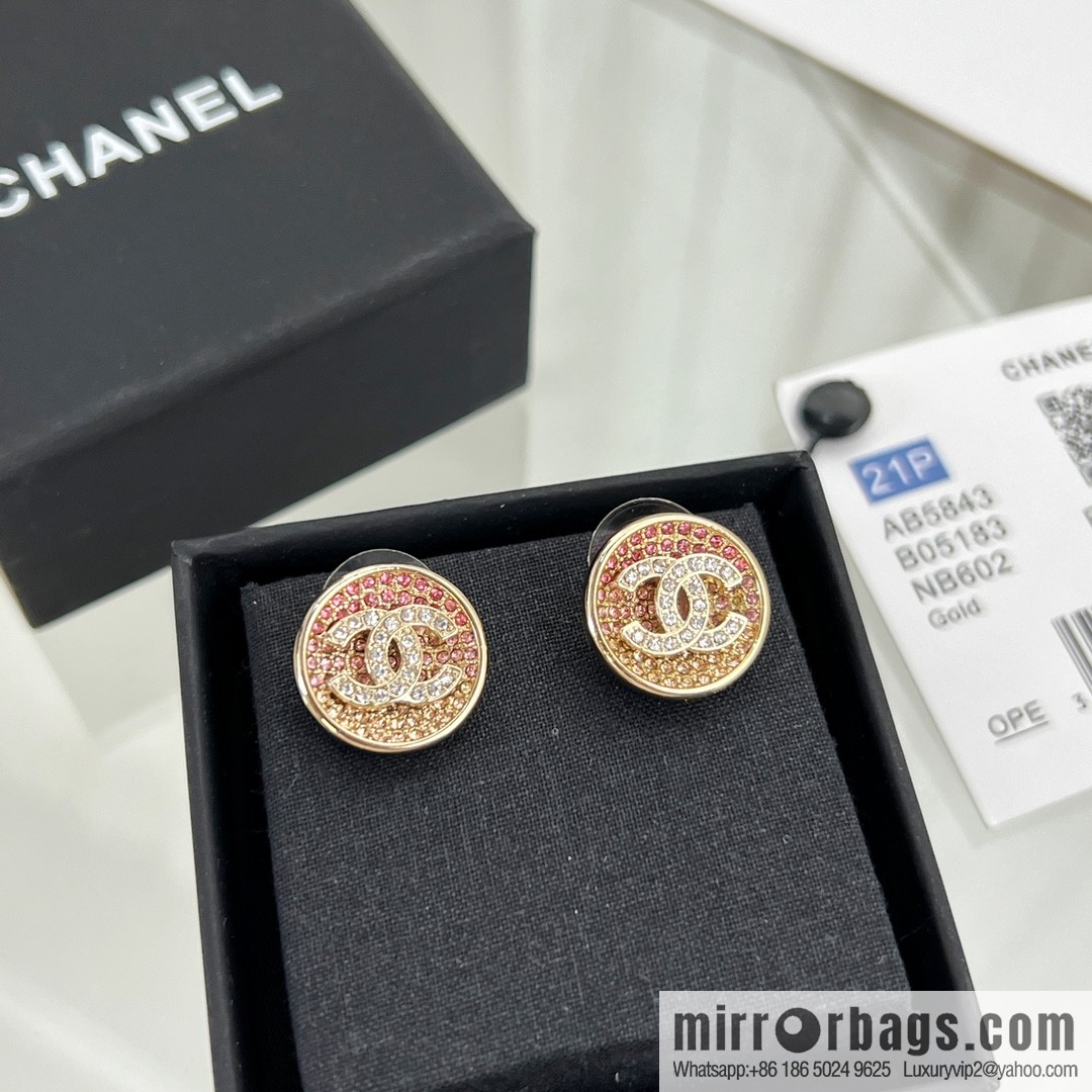 New ☑️ Chanel double c pink diamond stud earrings