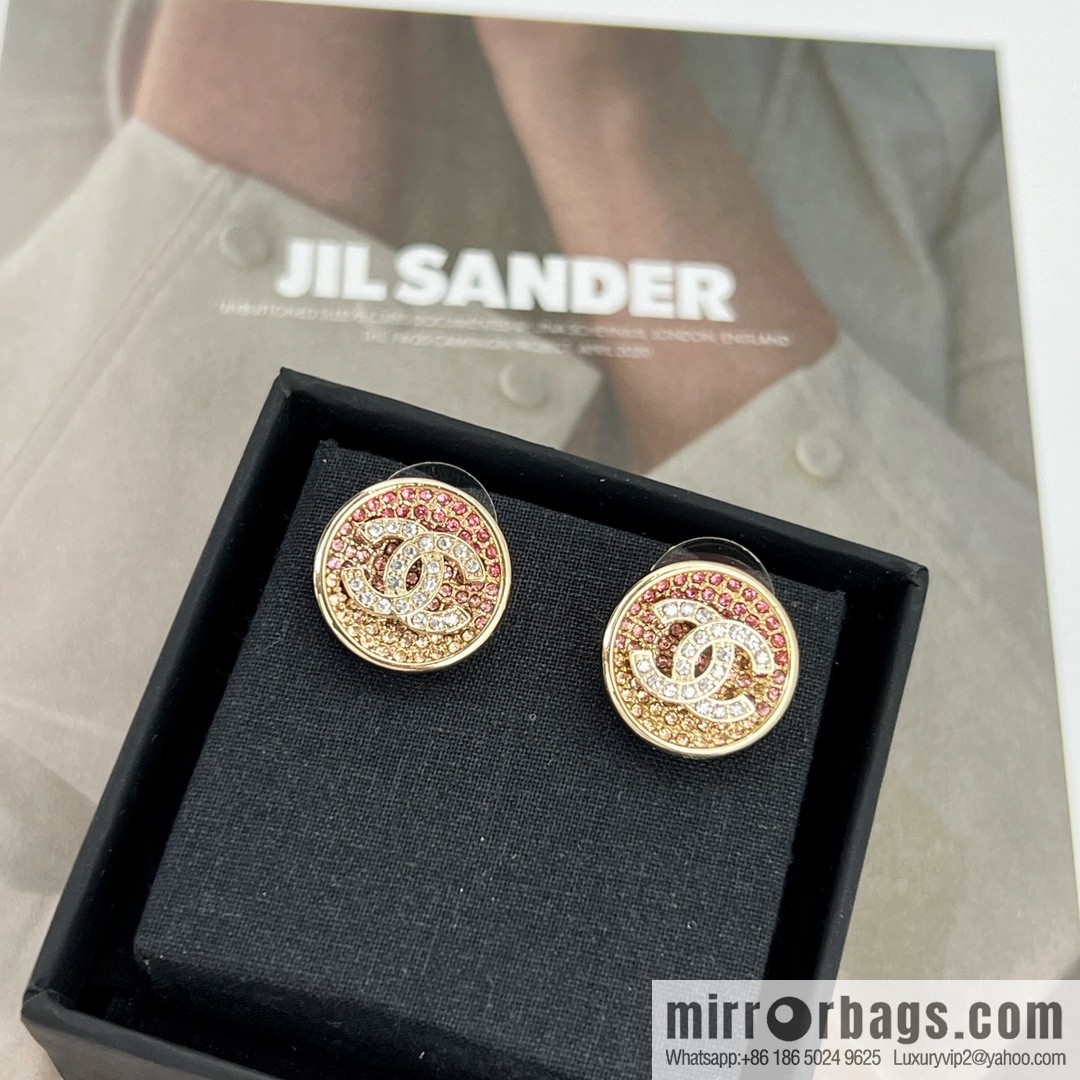 New ☑️ Chanel double c pink diamond stud earrings