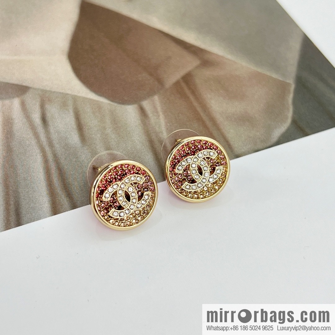 New ☑️ Chanel double c pink diamond stud earrings
