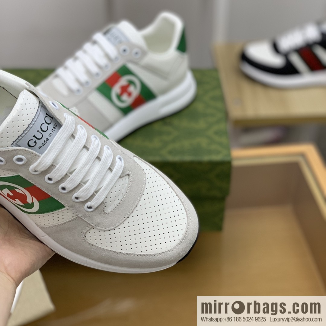 Gucci Gucci red and green webbing color matching double G men's sports running shoes