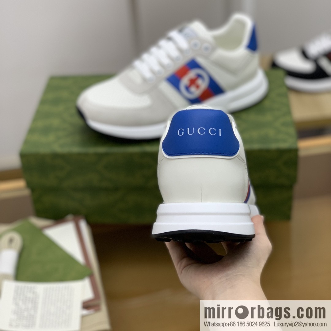Gucci Gucci red and green webbing color matching double G men's sports running shoes