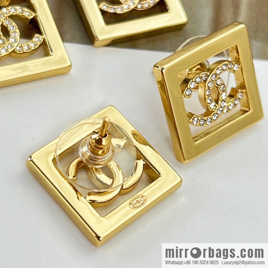 New ☑️ Chanel double c square stud earrings