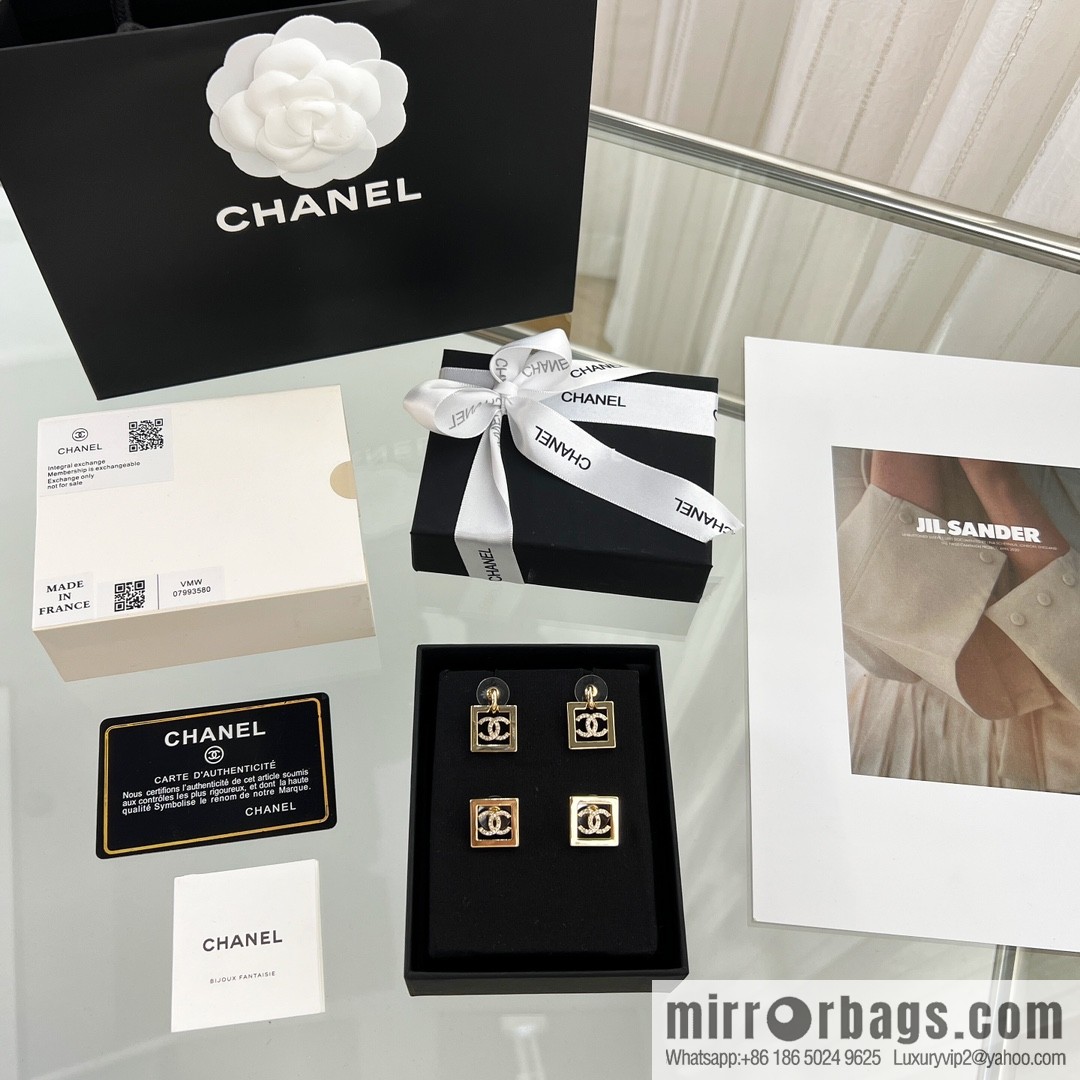 New ☑️ Chanel double c square stud earrings