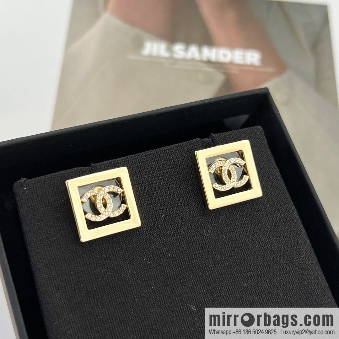 New ☑️ Chanel double c square stud earrings