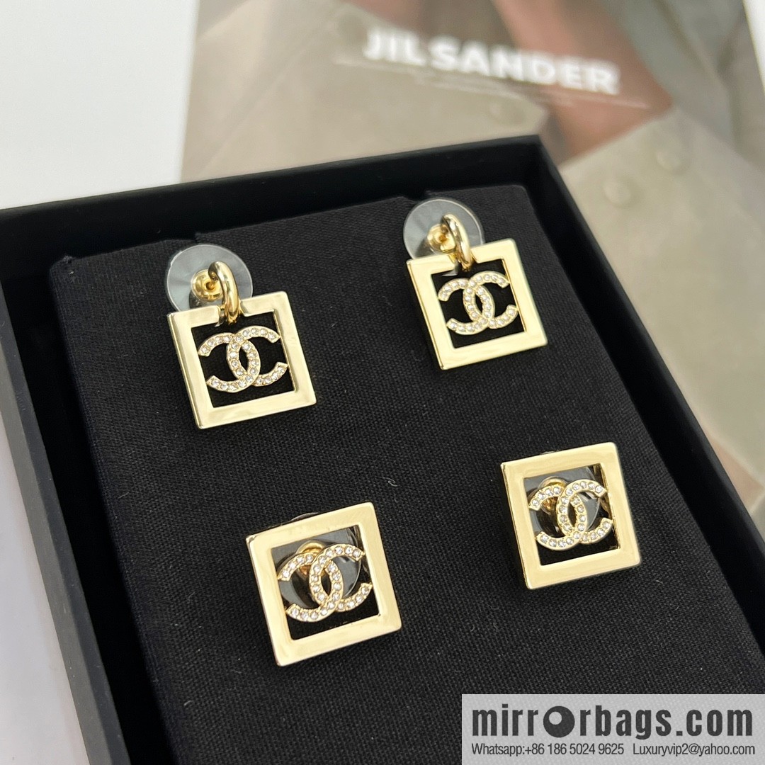 New ☑️ Chanel double c square stud earrings