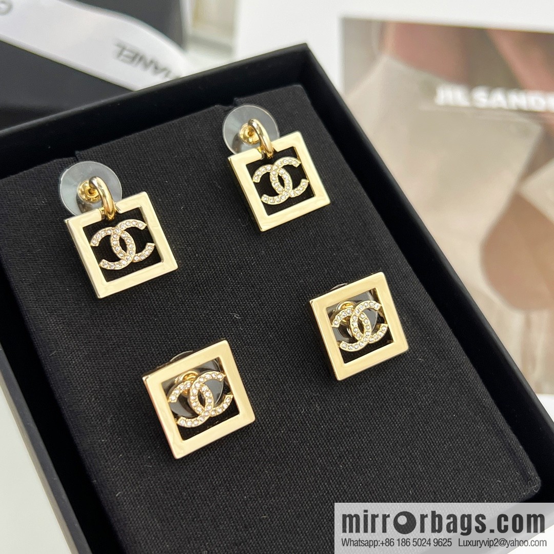 New ☑️ Chanel double c square stud earrings
