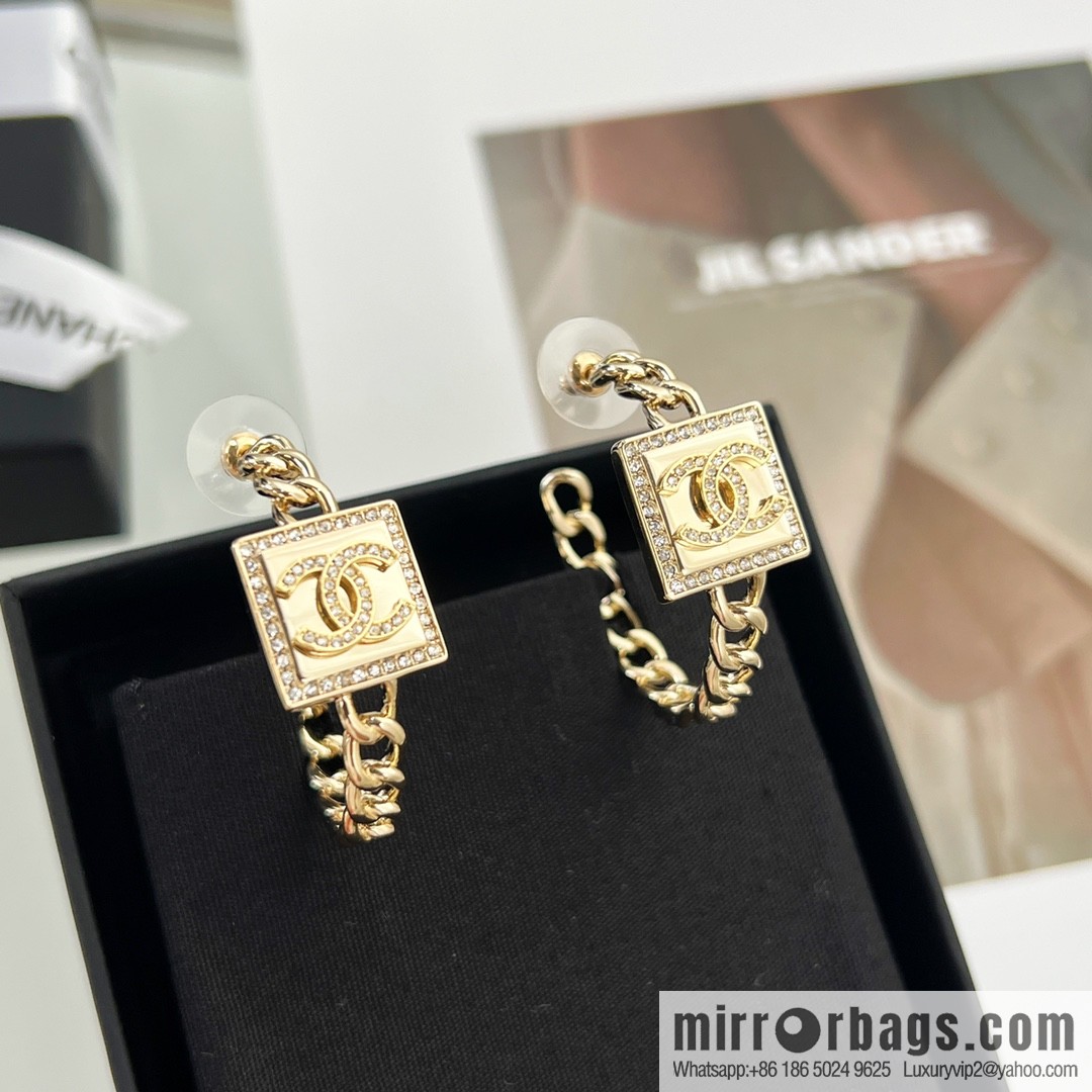 New ☑️ Chanel double c square stud earrings