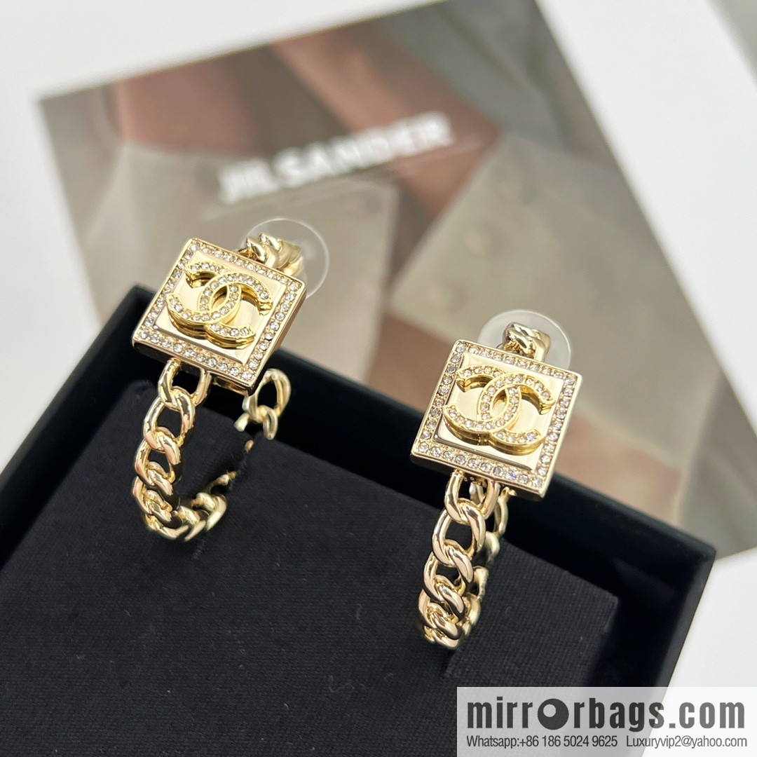 New ☑️ Chanel double c square stud earrings