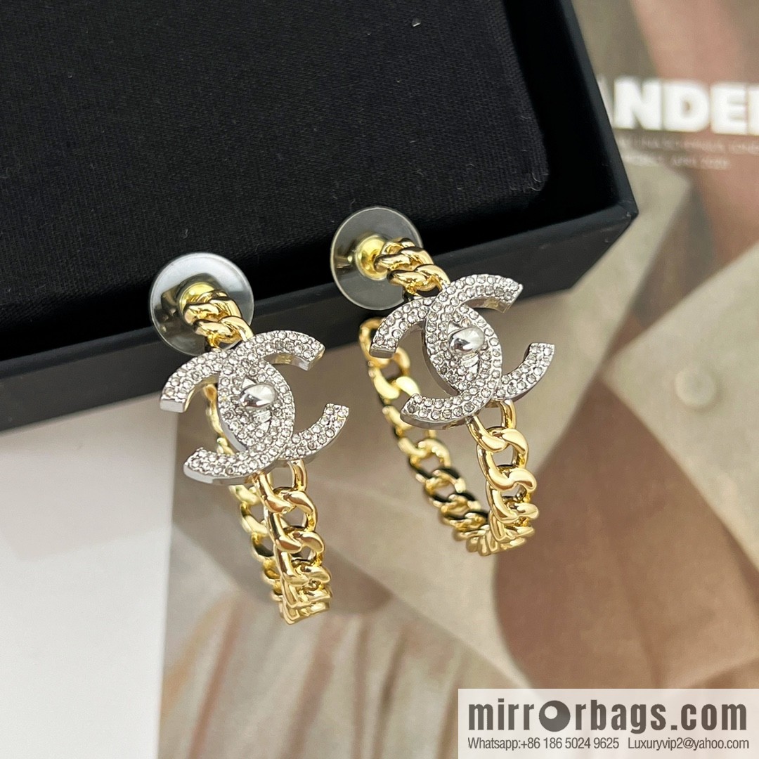 New ☑️ Chanel double c full diamond stud earrings