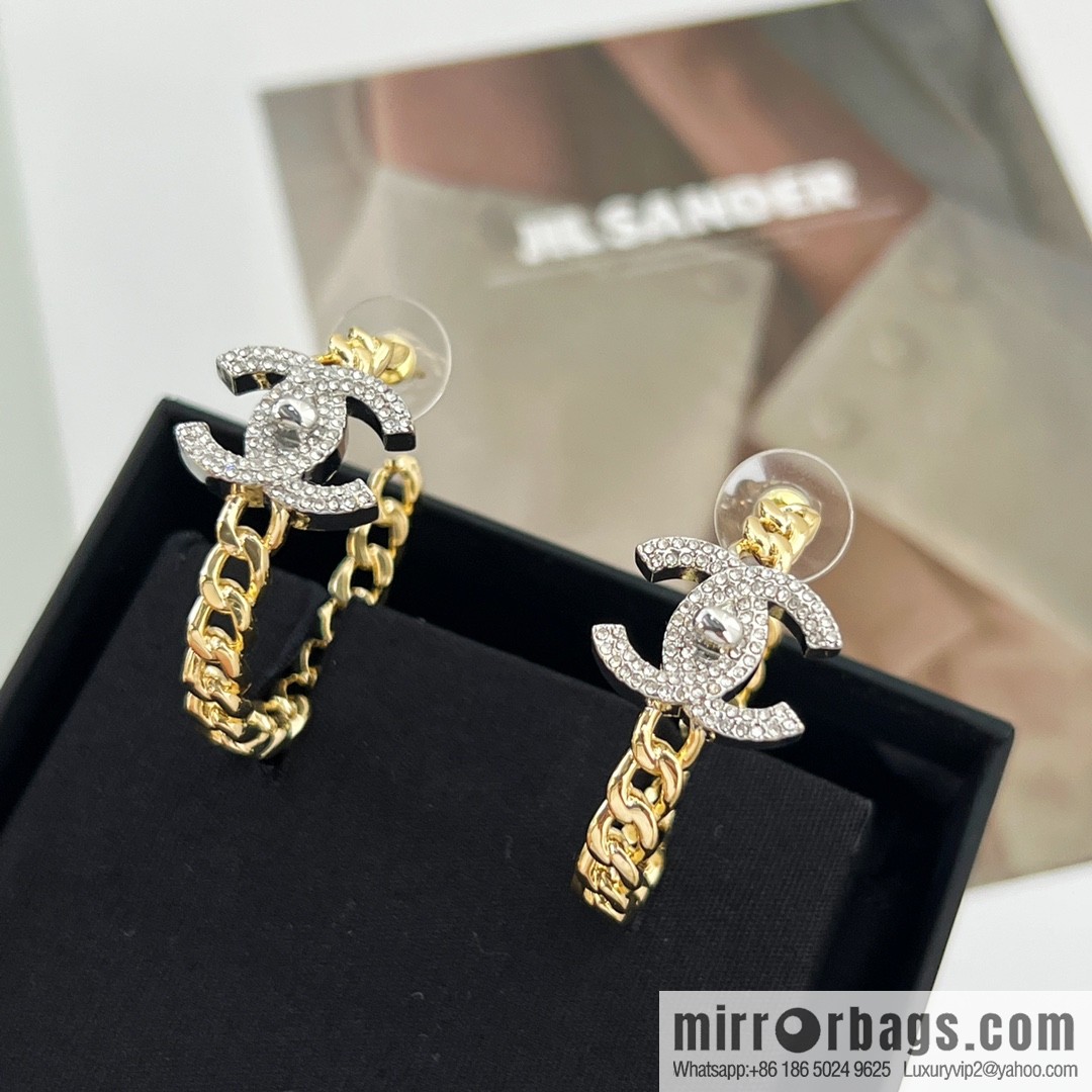 New ☑️ Chanel double c full diamond stud earrings