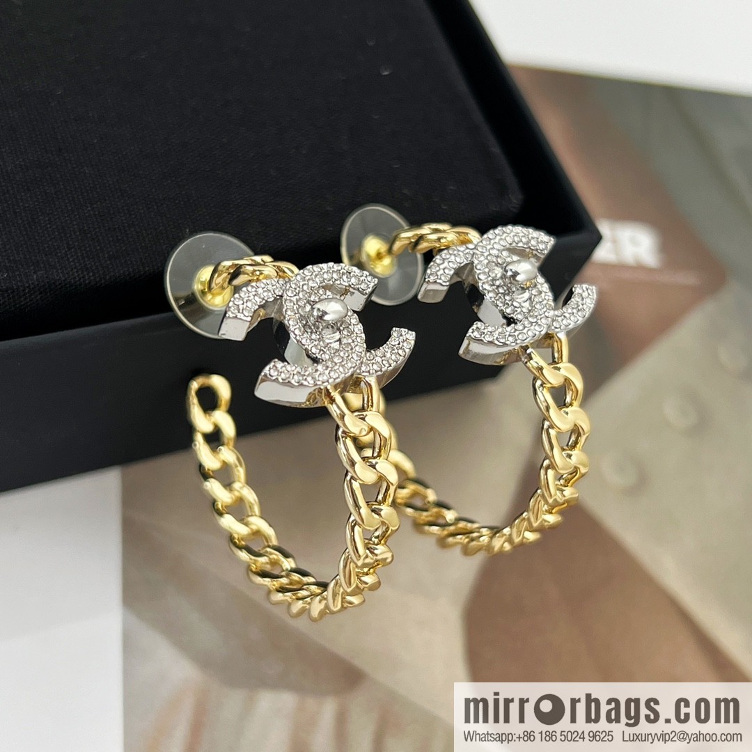 New ☑️ Chanel double c full diamond stud earrings