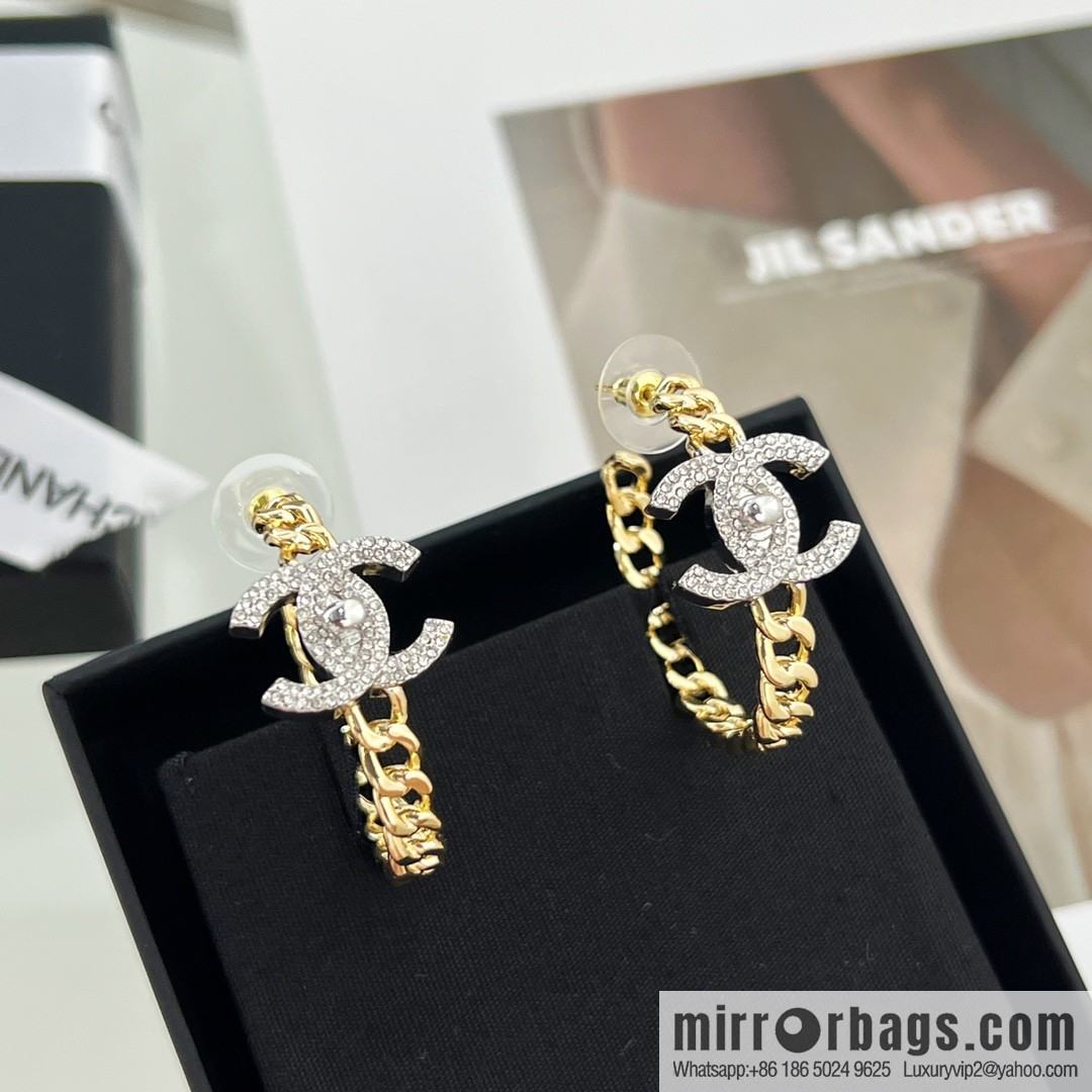 New ☑️ Chanel double c full diamond stud earrings