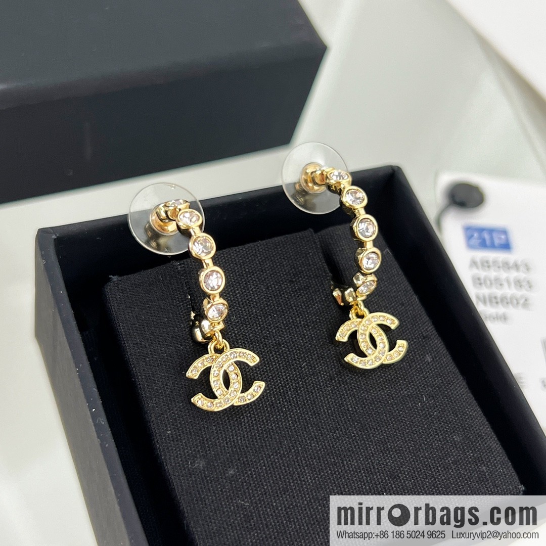 New ☑️ Chanel c2 double c full diamond stud earrings