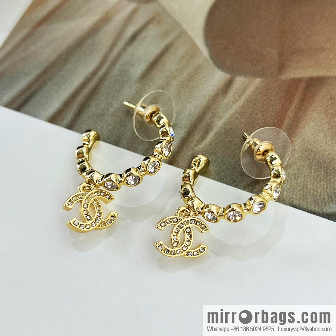 New ☑️ Chanel c2 double c full diamond stud earrings