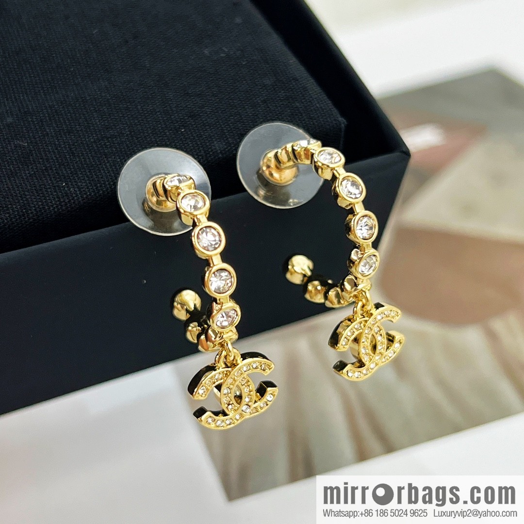 New ☑️ Chanel c2 double c full diamond stud earrings