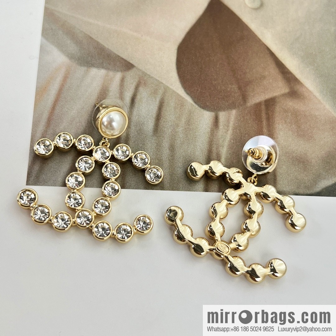 New ☑️ Chanel c2 double c full diamond stud earrings