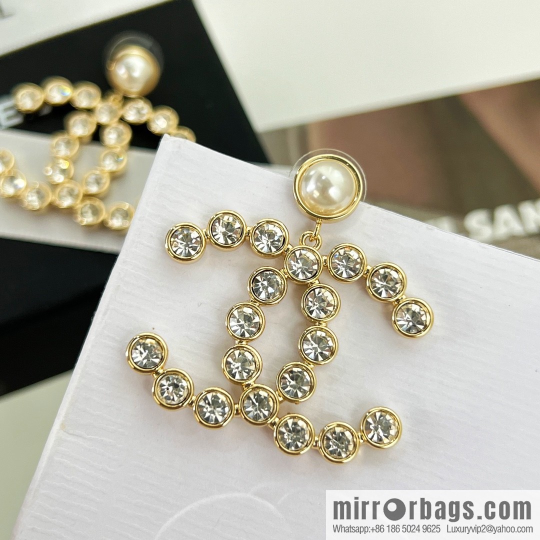 New ☑️ Chanel c2 double c full diamond stud earrings
