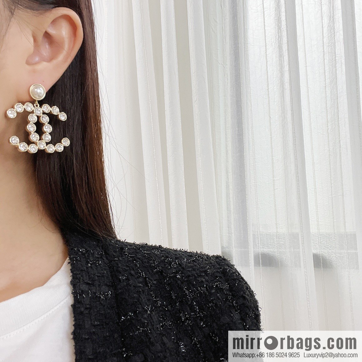 New ☑️ Chanel c2 double c full diamond stud earrings