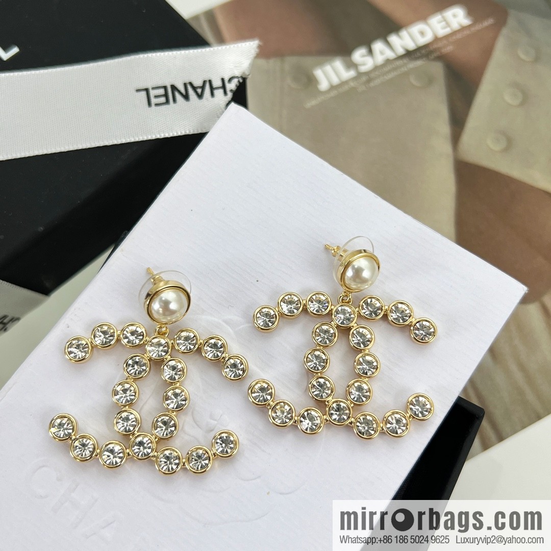 New ☑️ Chanel c2 double c full diamond stud earrings
