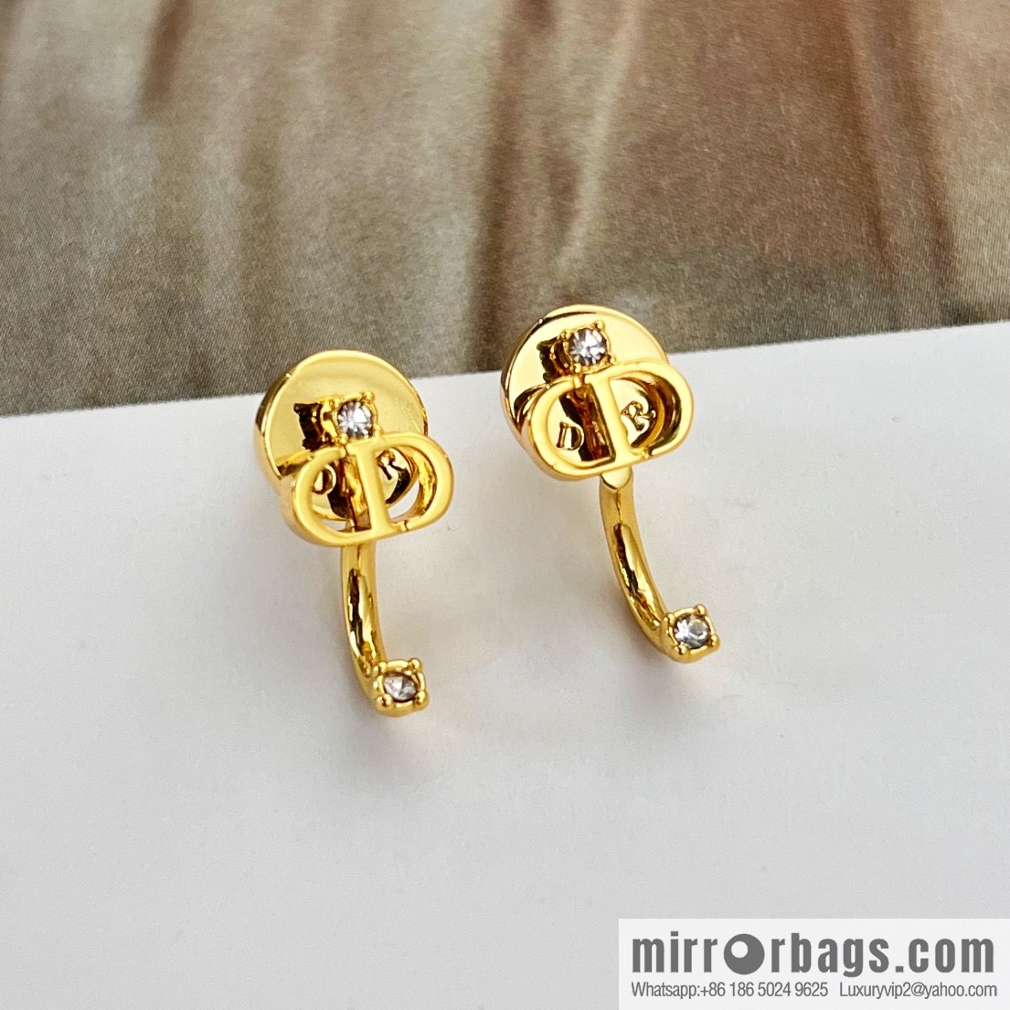 New ☑️ Dior gold cd stud earrings