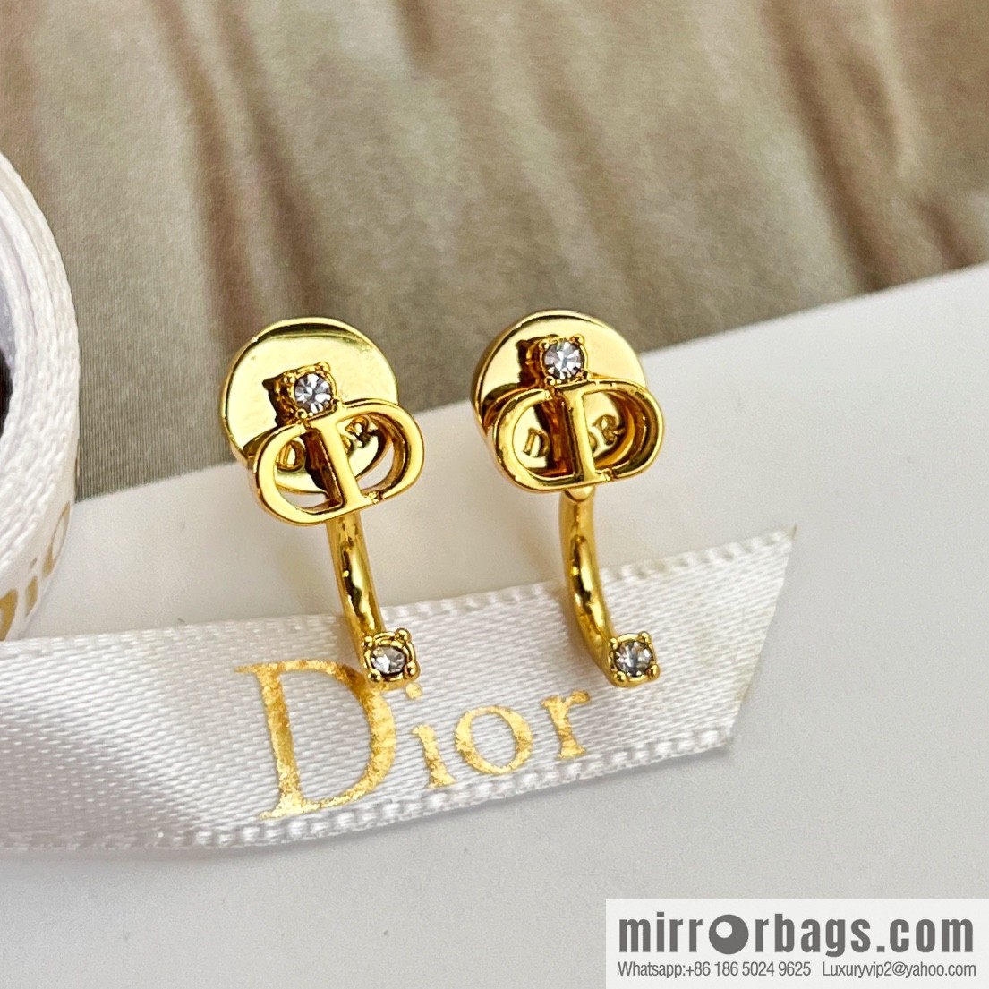 New ☑️ Dior gold cd stud earrings