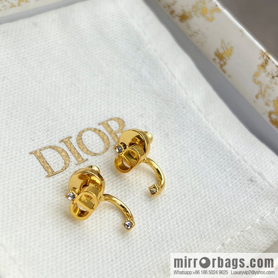 New ☑️ Dior gold cd stud earrings