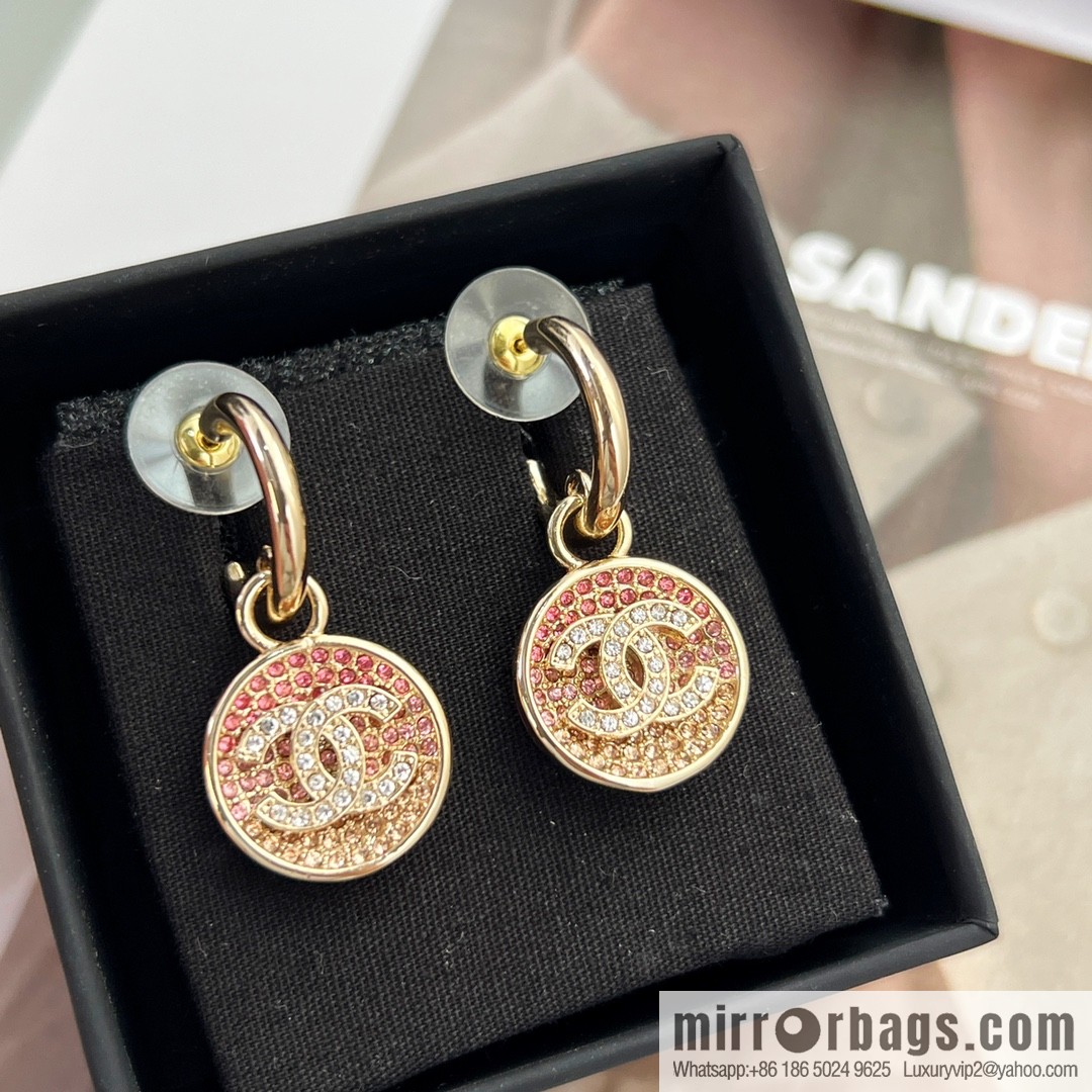 New ☑️ Chanel c2 double c round full diamond stud earrings