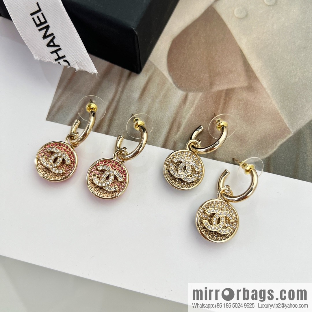 New ☑️ Chanel c2 double c round full diamond stud earrings