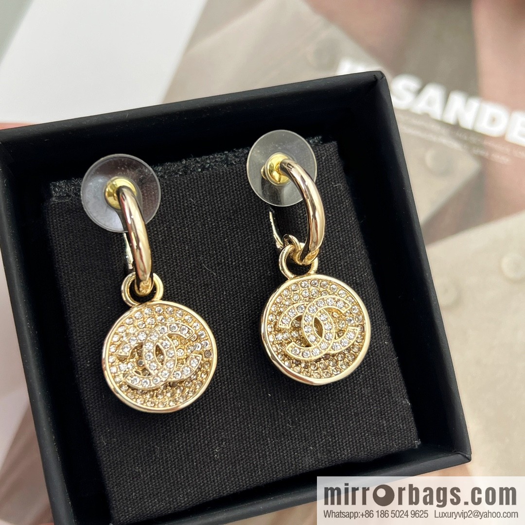 New ☑️ Chanel c2 double c round full diamond stud earrings