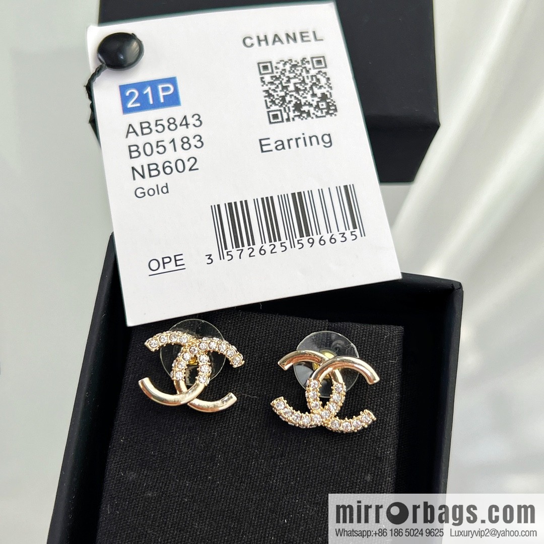 New ☑️ Chanel double c half diamond stud earrings
