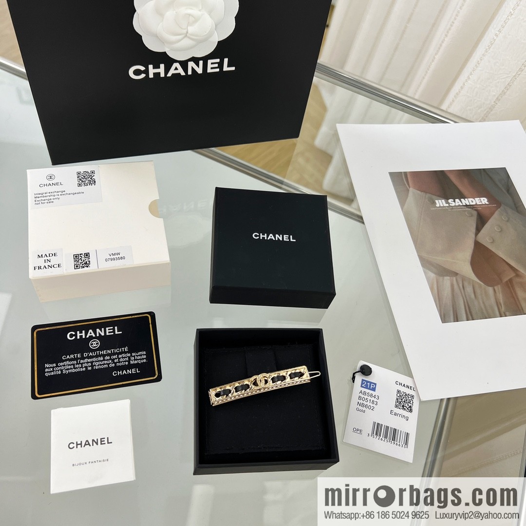 New ☑️ Chanel double c black leather rope hairpin hairpin