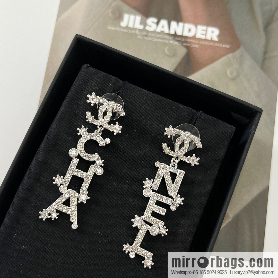 New ☑️ Chanel double c full diamond letter earrings