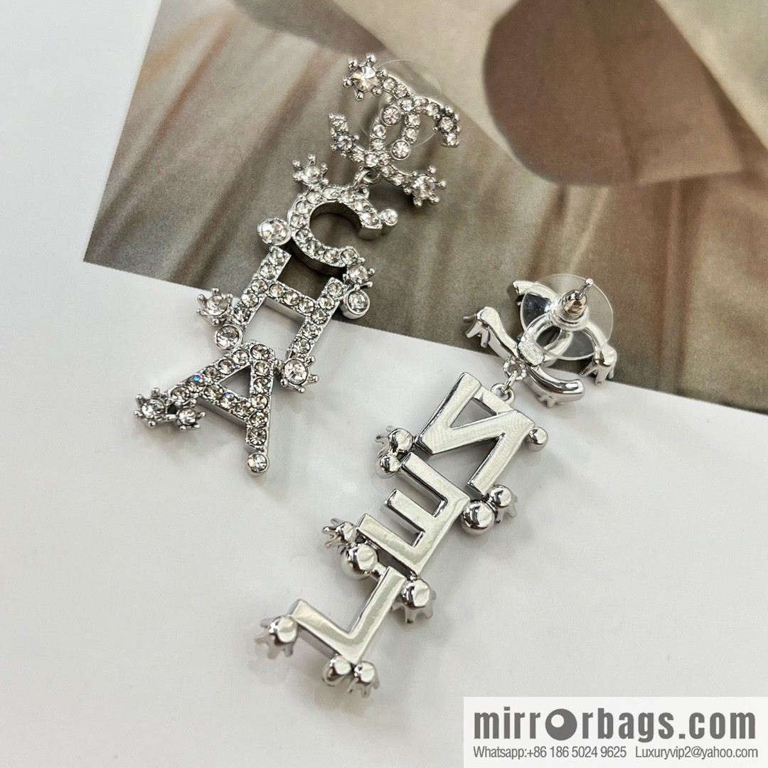 New ☑️ Chanel double c full diamond letter earrings
