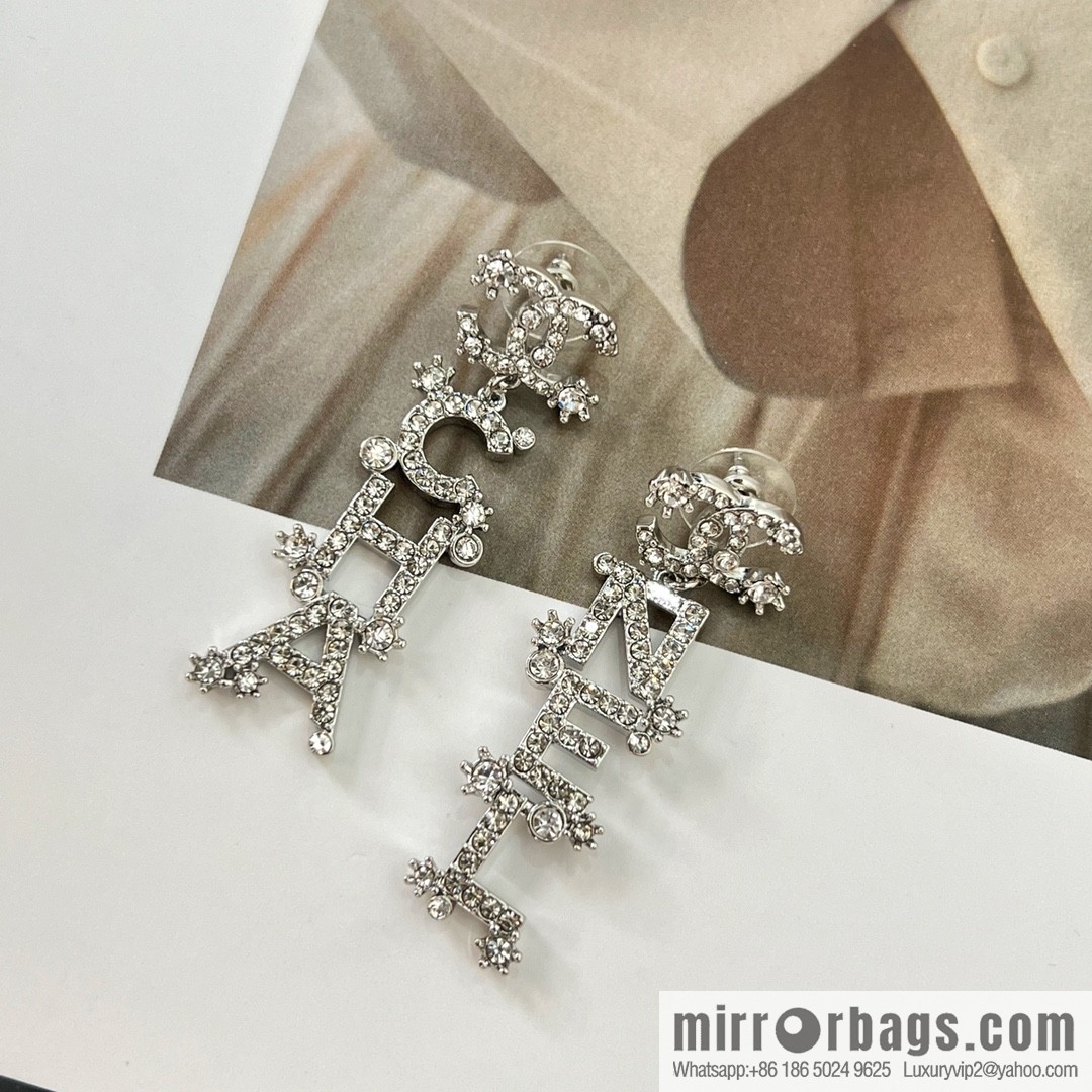 New ☑️ Chanel double c full diamond letter earrings