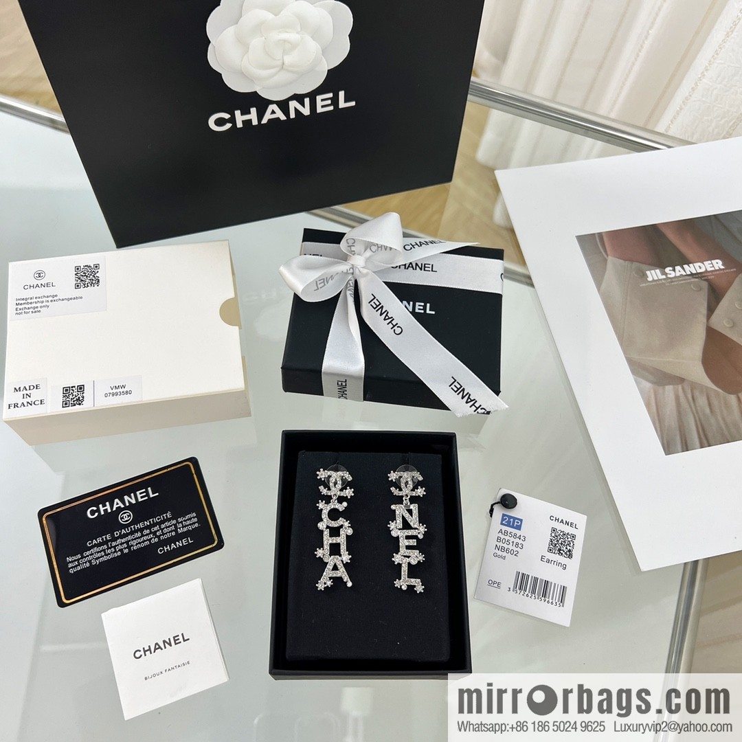 New ☑️ Chanel double c full diamond letter earrings