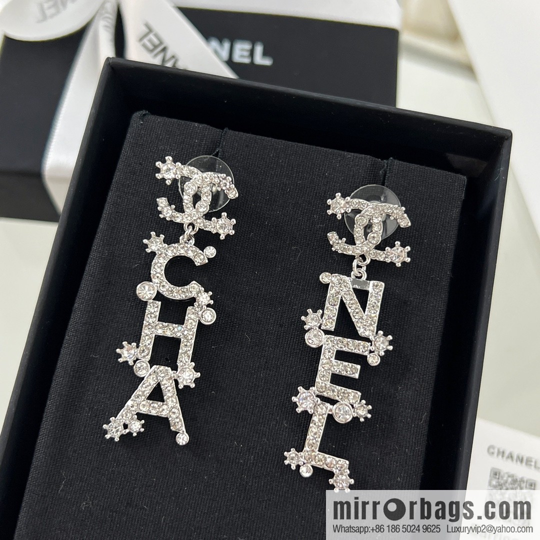 New ☑️ Chanel double c full diamond letter earrings