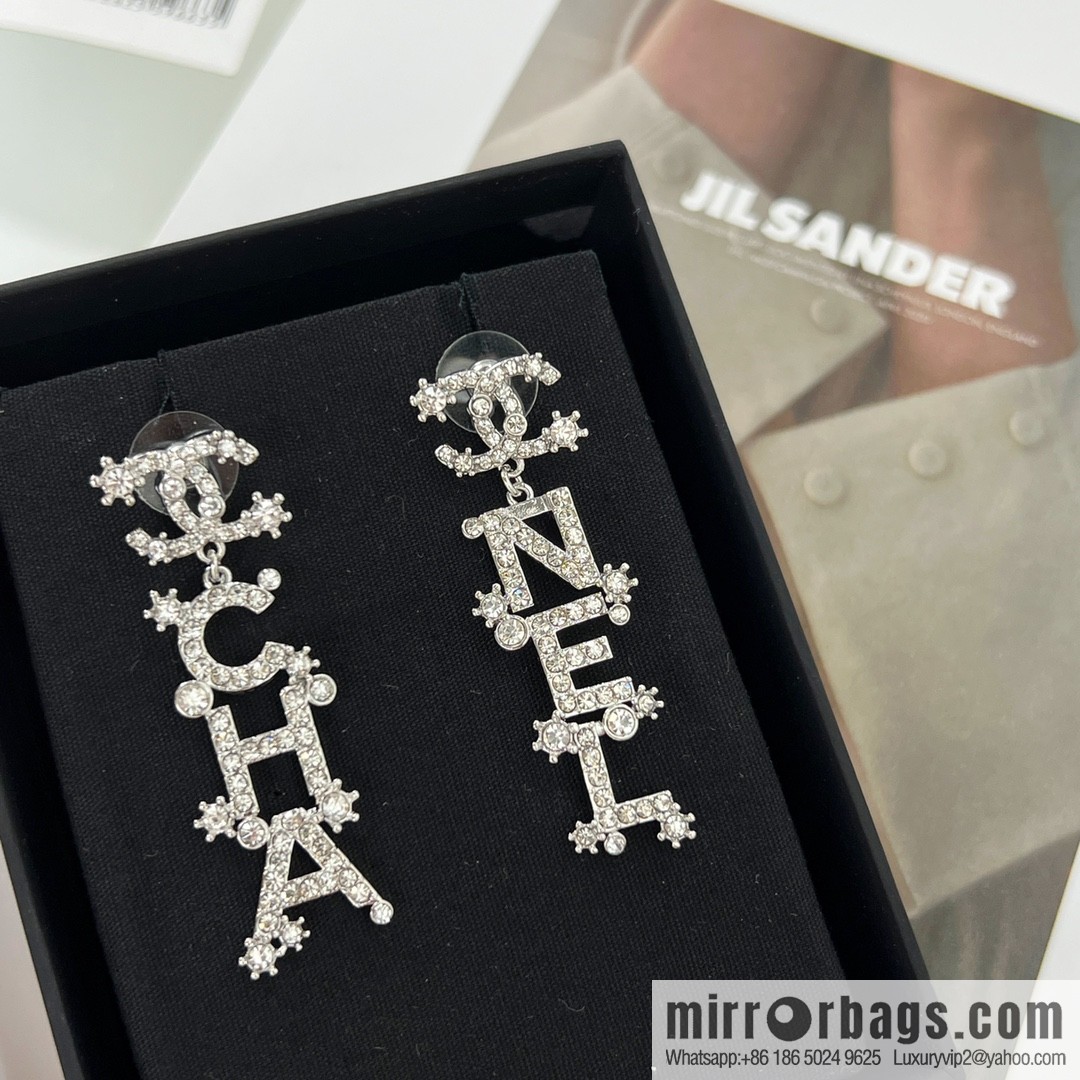 New ☑️ Chanel double c full diamond letter earrings