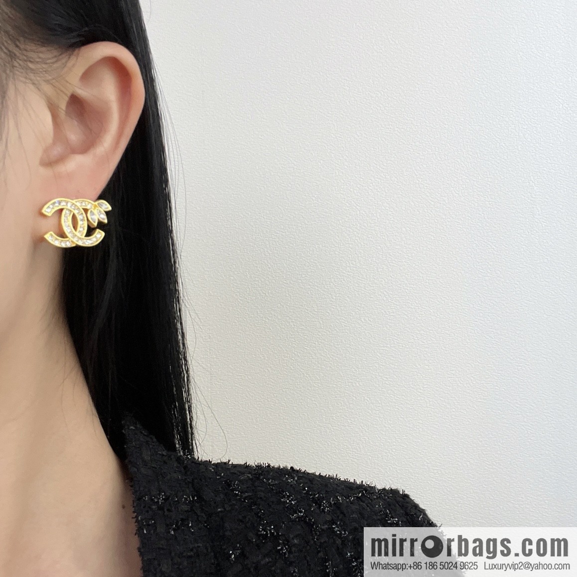 New ☑️ Chanel gold double c wheat stud earrings