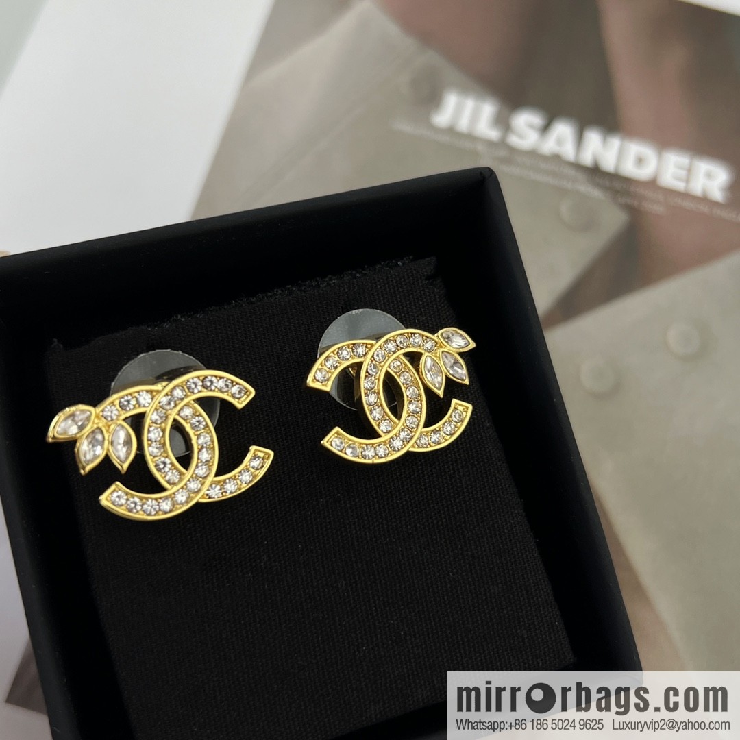 New ☑️ Chanel gold double c wheat stud earrings