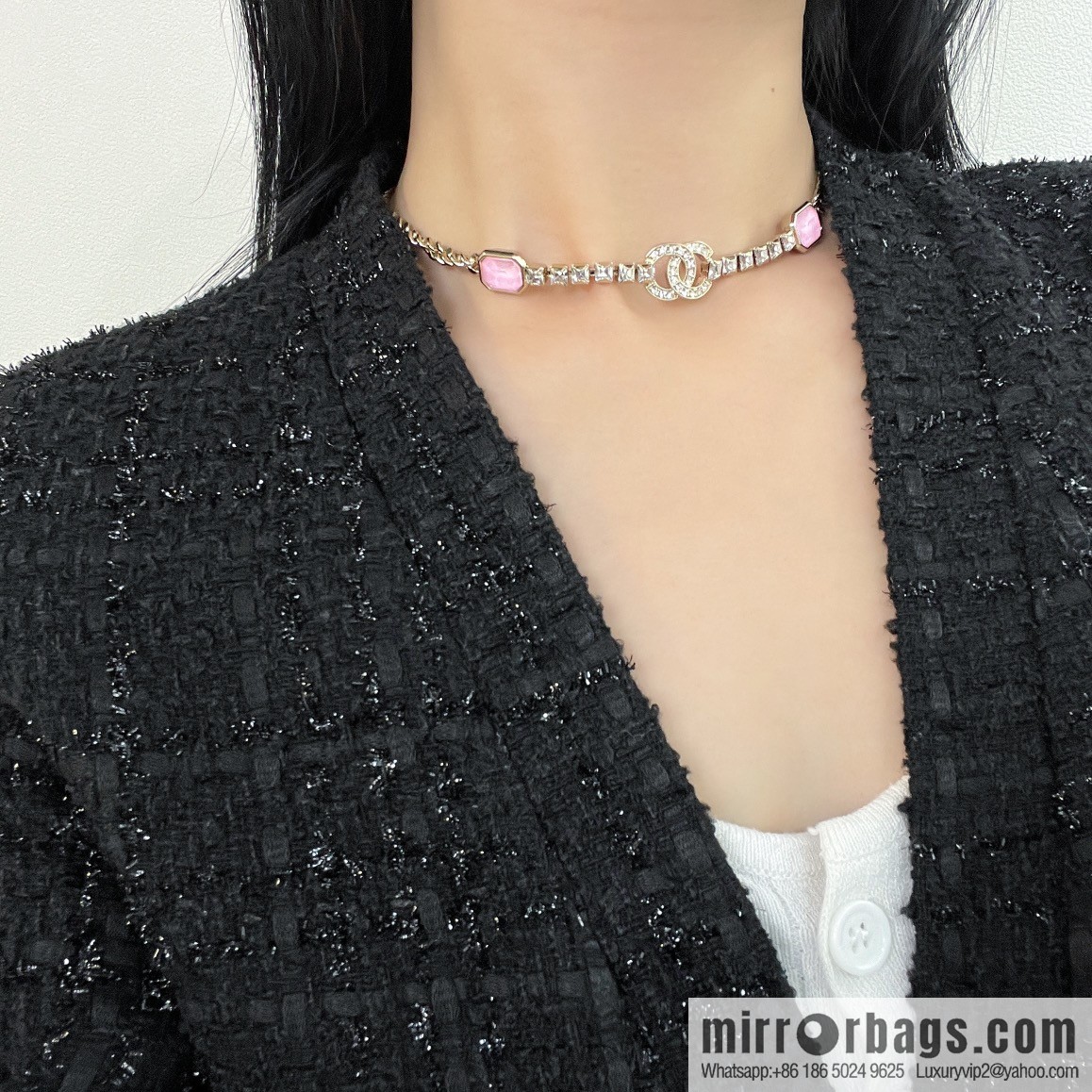 New ☑️ Chanel double c pink diamond necklace