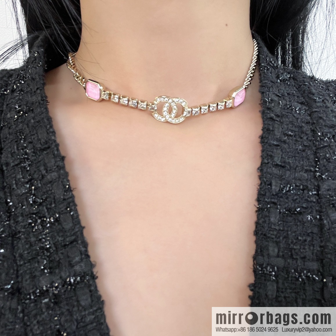 New ☑️ Chanel double c pink diamond necklace