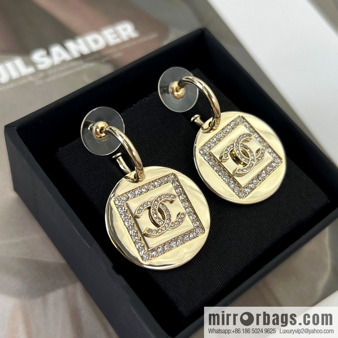 New ☑️ Chanel c2 gold double c round stud earrings