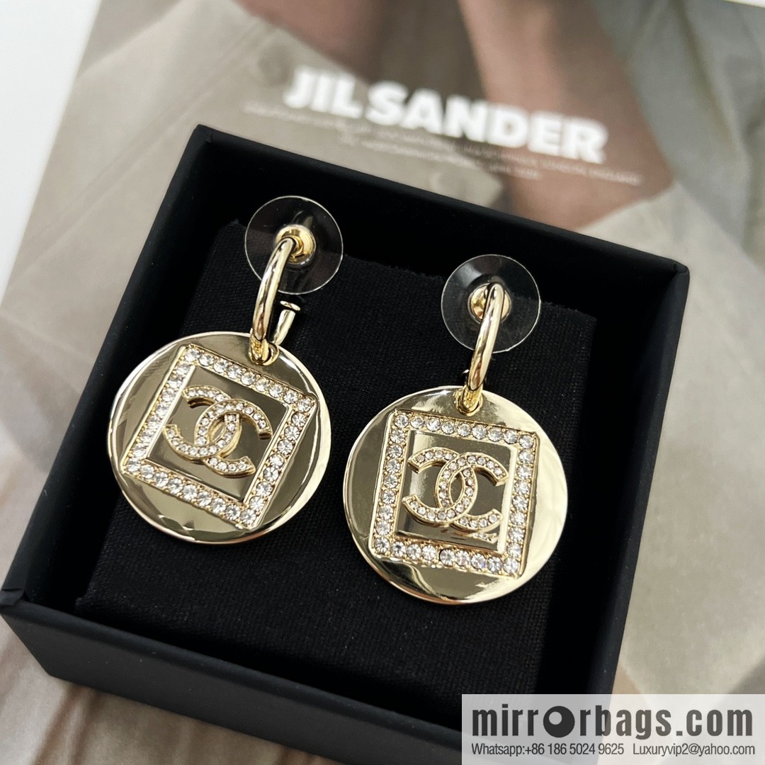 New ☑️ Chanel c2 gold double c round stud earrings