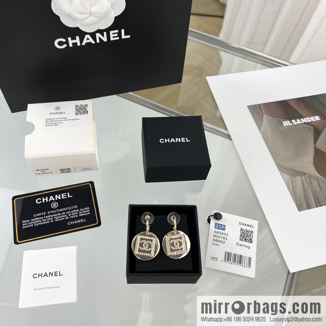 New ☑️ Chanel c2 gold double c round stud earrings