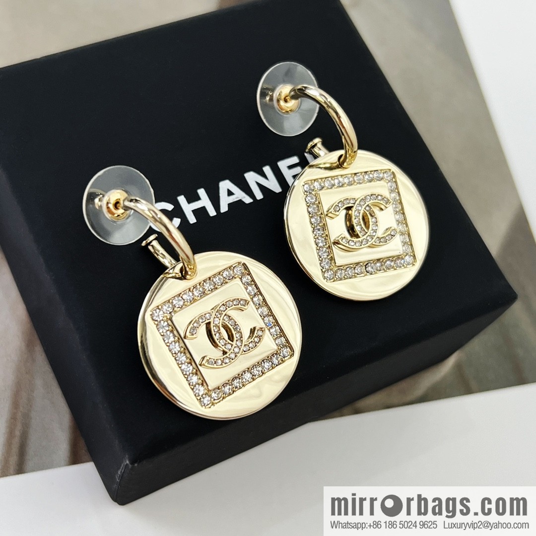 New ☑️ Chanel c2 gold double c round stud earrings